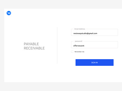 Dashboard Login accounting blue email finance grey login password payable receveible sign in website