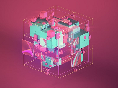 3d Cubic Cube after effects cinema 4d colorful geometric art geometric design redshift3d square