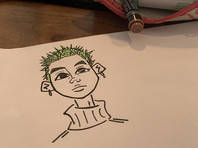 Barista with the green hair