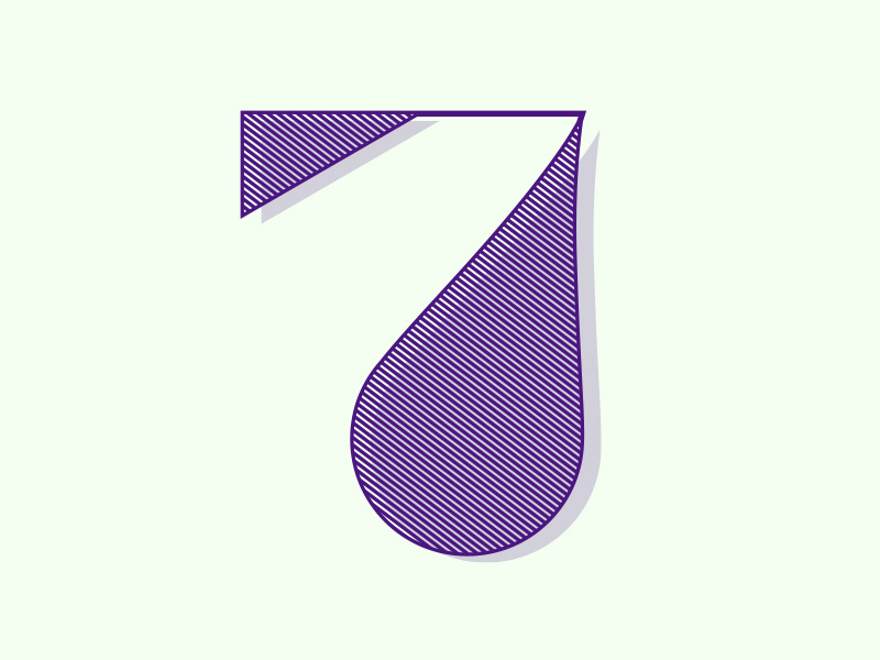 Number 7 typehue 7 lineart vector illustrator handtype font number