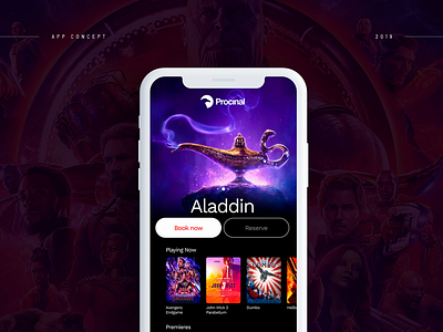 Procinal Concept App aladdin app avengers cinema design movies ui