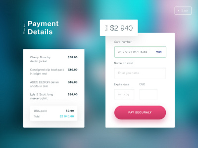 Credit Card Checkout blur button chechout credit card dailyui design forms interface ui ux