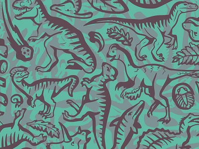 Designosaur Pattern designosaur dinosaur fossil pattern screen print t rex velociraptor