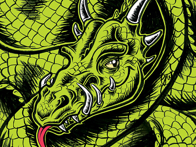 Dragon dragon fierce game of thrones illustration neon pen ink