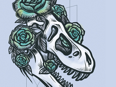 Fossil Rose designosaur dinosaur fossil rose sharp skull t rex tattoo teeth turquoise velociraptor