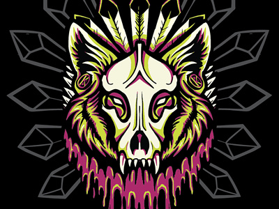 Krewella dark edm glow illustration krewella metal music neon skull vicious wolf