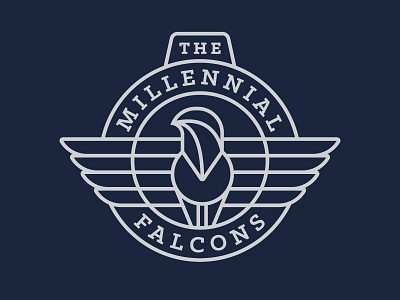 The Millennial Falcons badge bird crest eagle falcon logo millenium falcon millennial falcons monoweight vector