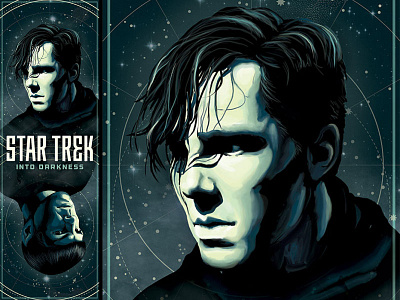 Star Trek: Into Darkness benedict cumberbatch digital painting khan painting space spock star trek stars
