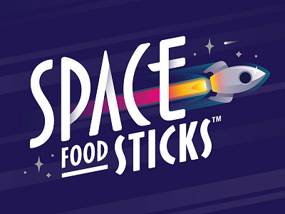 Space Food Sticks future galaxy illustration logo retro rocket space space food sticks stars universe