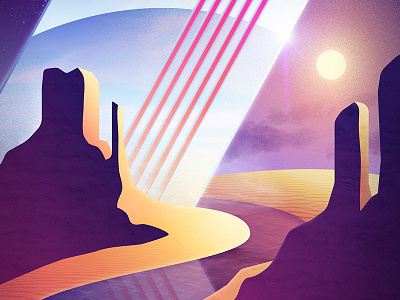 Space Desert desert future galaxy lasers monument monument valley neon reflection retro river space