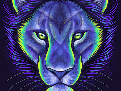 Celestial Lion astrology celestial galaxy horns lion neon psychedelic seven lions space star map stars