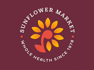 Sunflower Crest badge crest flower friendly grocery heritage logo market maroon music note sunflower