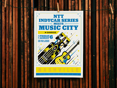 NTT INDYCAR SERIES MEETS MUSIC CITY andretti autosport car art colton herta country music gainbridge illustration illustrator indycar invite motorsports music music city nashville poster racing retro tennessee vector vintage