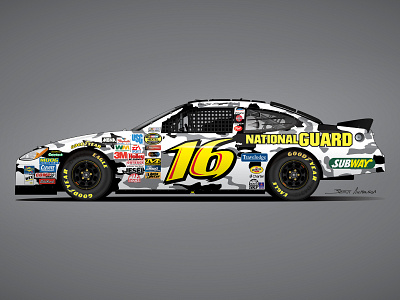 2004 No. 16 National Guard Urban Camo Ford Taurus branding camo car graphics car livery car wrap illustration livery motorsport nascar national guard paint scheme racing