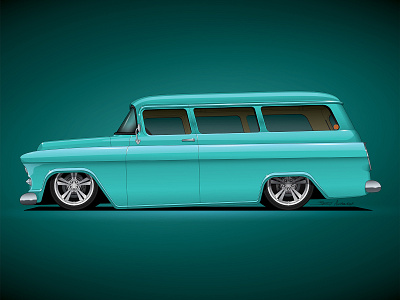 1955 Chevy Suburban car car graphics car livery chevy hot rod illustration muscle car old school retro truck vector