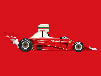 Niki Lauda 1976 car art f1 ferrari formula1 illustration motorsports niki lauda race car racing vector