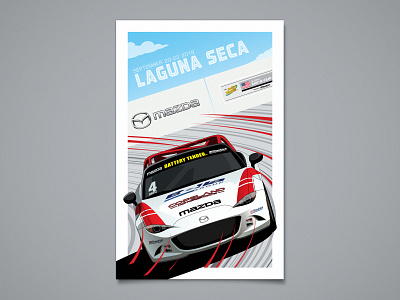 Mazda Global MX-5 Cup Laguna Seca Poster car car art illustration illustrator laguna seca mazda miata motorsports mx 5 poster racecar racing vector