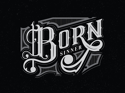 Born Sinner born cole custom hand j lettering sinner sketch texture to type vector