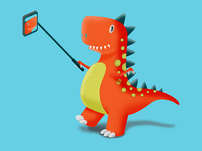 Lil Rex Selfie dinosaur illustration selfie stick t rex vector
