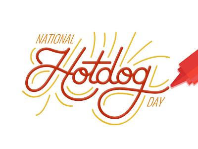 National Hotdog Day day hotdog ketchup lettering mustard national vector