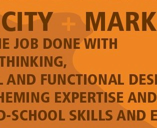CITY + MARK logo orange typography