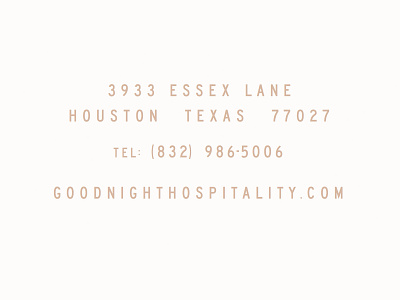 Goodnight Hospitality branding design print typography