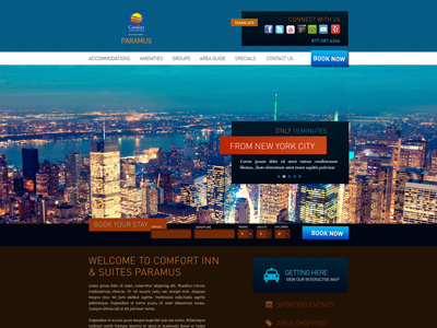 Comfort Inn blue colorful orange website