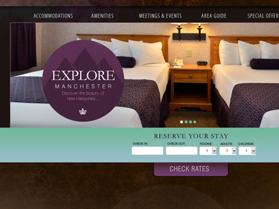 Manchester is classy. blue brown header cta hotel purple texture