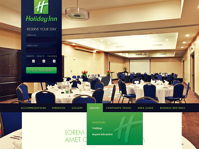 Header/Subnav accommodations hotel website