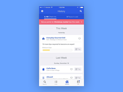Weekend Design Challenge activity log app foursquare gamification history ios location mobile ui ux