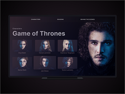 Game of Thrones TV App apple tv color gradients game of thrones got hbo jon snow movies queen tv tv app winter winter is coming