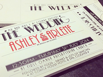 Wedding Invites 1920s movie tickets vintage wedding invites