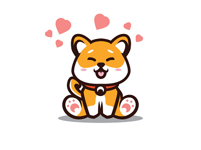 CUTE SHIBA INU SITTING WITH LOVE