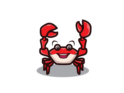 CUTE CRAB RAISING HIS CLAW character claws clean color concept crabs creative cute fastfood marines mascot ocean sea seafood set