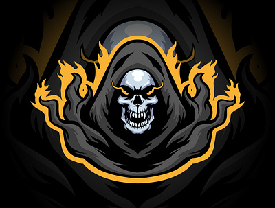 Fire Reaper branding design esports grim illustration logo mascot reaper skeleton skull