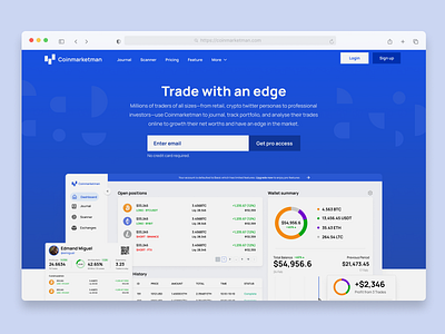 Coinmarketman Concept crypto cryptocurrency dashboard landing page minimal simple zensite