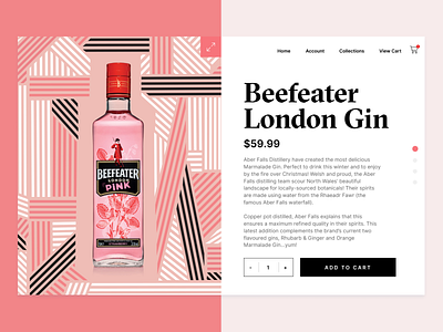 Gin Themed/Branded Product Page alchohol beefeater beefeatergin beer cta drinks ecommerce food gin london pink sales page vodka whiskey women