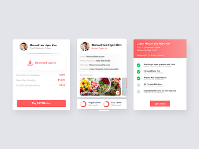 Kalysys Dietitian's Card card card design check list checklist health illustration info information interface invoice medical metric nutrition nutritional nutritionist payment red tile website zensite