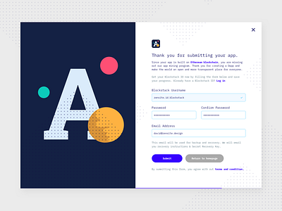 Blockstack App Developer Onboarding Page app bitcoin blockchain blockstack blue branding crypro decentralization illustration minimal simple ui uiux ux vector web website zensite