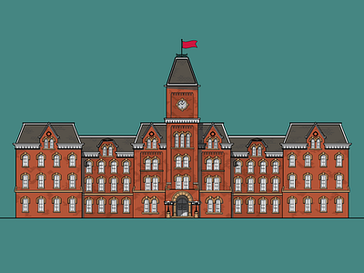 University Hall brick building illustration illustrator university vector