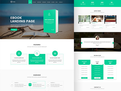 Page - eBook Landing page book book shop ebook landing page ebook selling ebook theme flat design flatbook landing page page