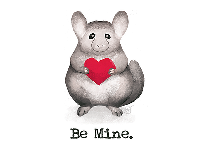 Be Mine card cartoon chinchilla illustration valentines