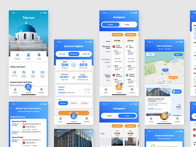 Trip.com Mobile Redesign app design concept design design flight booking hotel booking travel app uidesign user interface ux visual design
