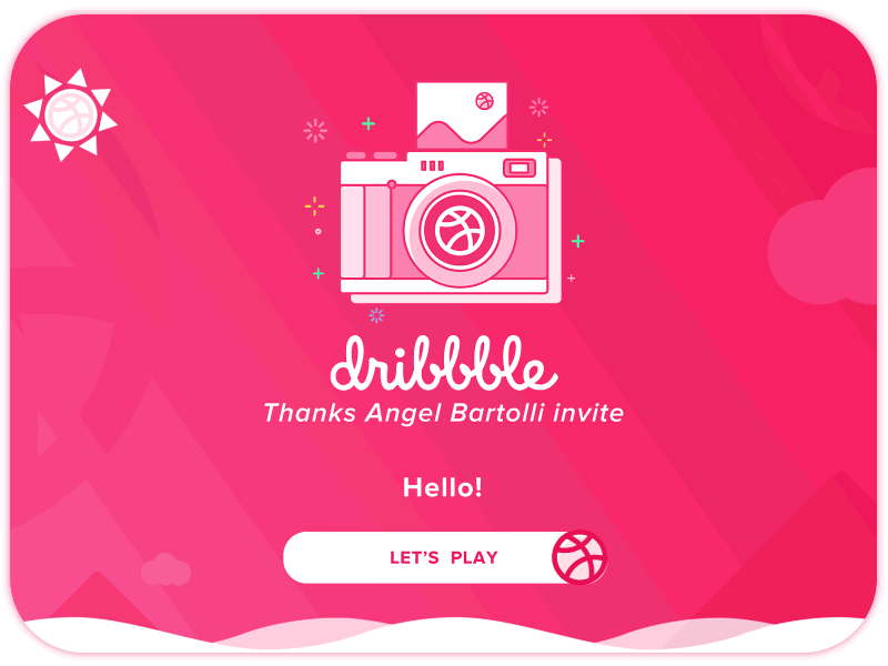 Hello Dribbble！ after effects animation camera color debut dribbbble graphic design illustration photoshop pink