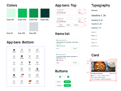 Food subscription app components design system mobile ui ux
