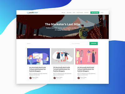 PushCrew Blog Revamp blog blue new notification revamp ui web