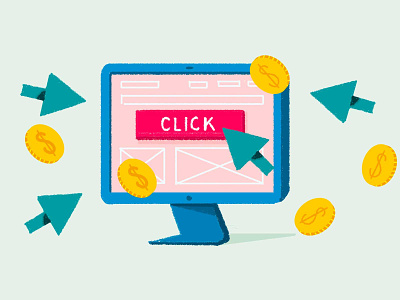 beginners guide to paid marketing clicks graphic illustraion marketing money roi web