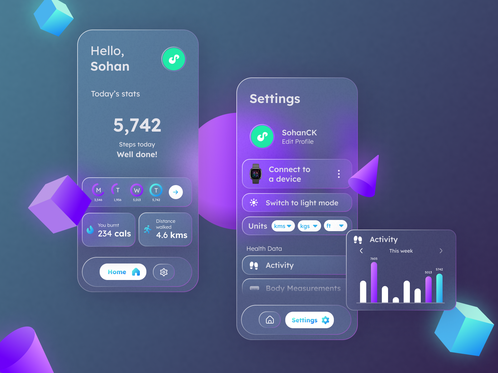 Glassmorphism - Fitness App by SohanCK on Dribbble