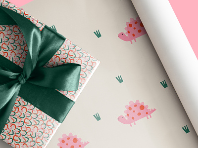 Gift wrapping design with colorful patterns branding colorful design dinosaurs gift graphic design illustration pattern vector