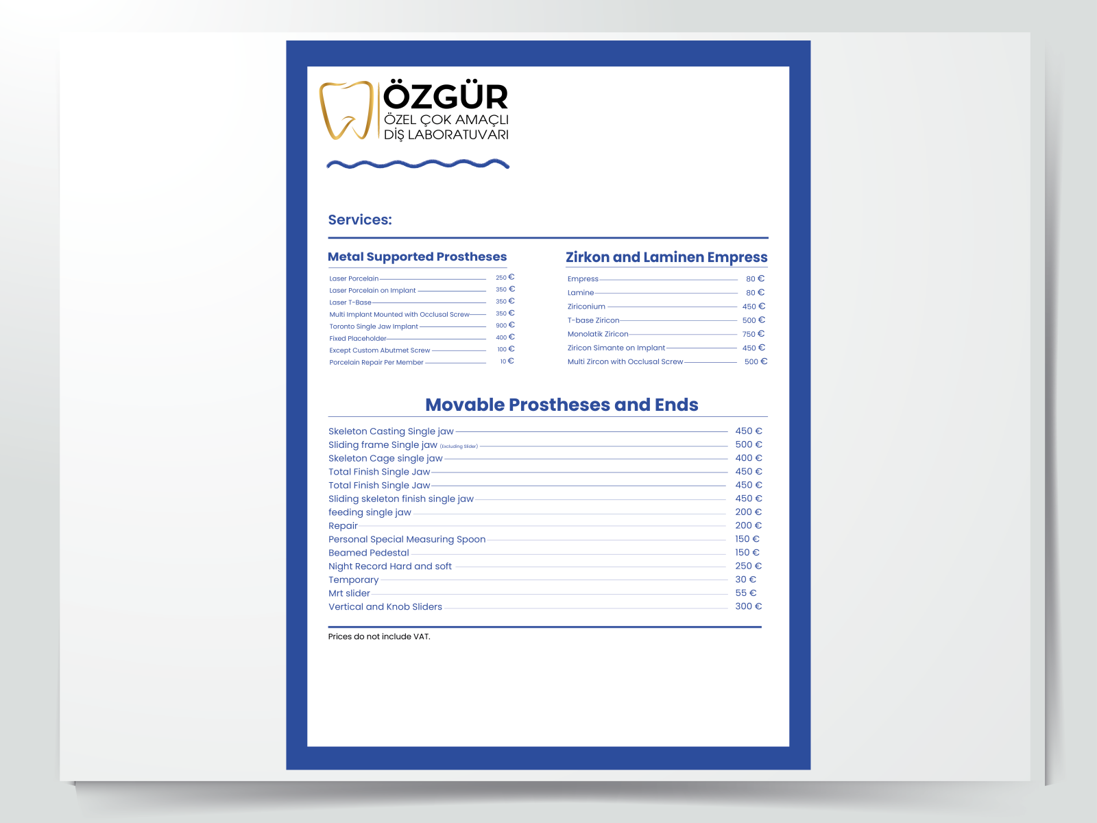 Dental Price List Template by Efe on Dribbble